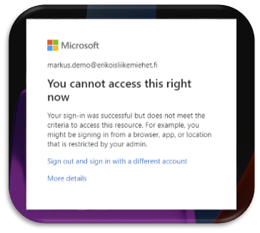 Denied authentication with a Conditional Access