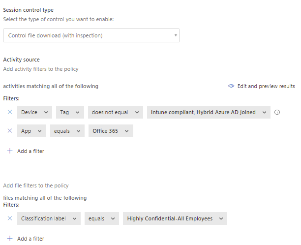 Using a classification label in download policy