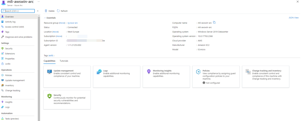 Azure Arc enabled server